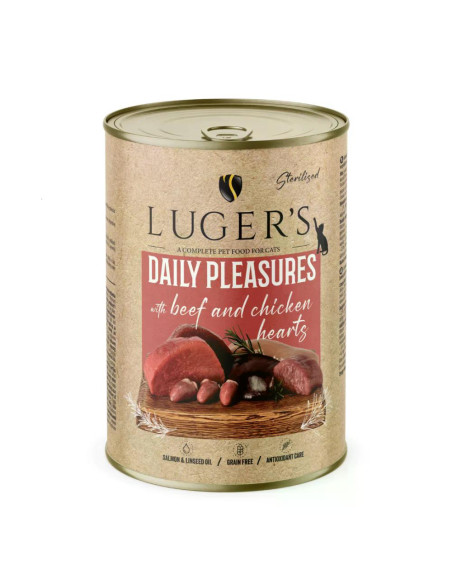 Lugers Cat храна за кастрирани котки с говеждо и пилешки сърца, 400 г, 6 бр./стек