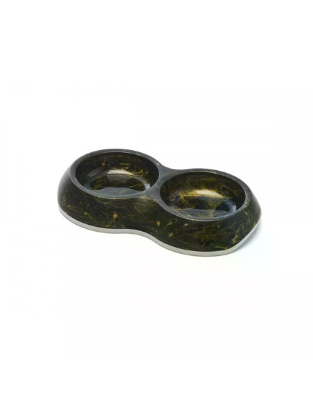 Savic Delice Double Marble - двойна хранилка за котки или малки кучета, черен мрамор, 2 х 0.2 л