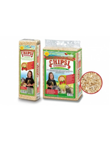 JRS Chipsi Strawberry - обезпаразитен и обезпрашен талаш с аромат на ягоди 60 литра