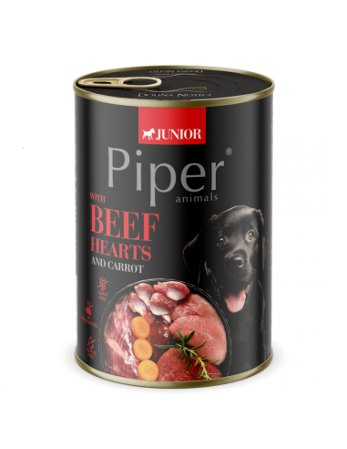 Piper Dog Junior храна за малки кученца с говежди сърца и моркови, 400 г