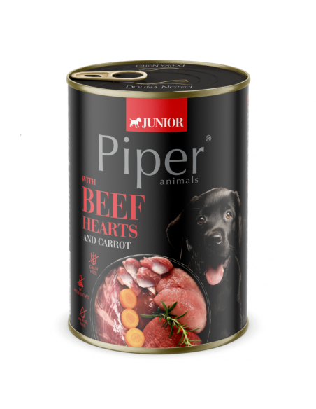 Piper Dog Junior храна за малки кученца с говежди сърца и моркови, 400 г
