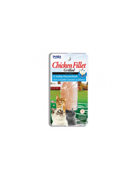 Натурално лакомство за котки Ciao Cat Treats Grilled Chicken Fillet in Scallop Flavoured Broth истинско пилешко филе, залято 