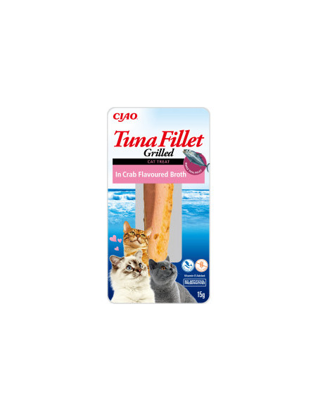 Натурално лакомство за котки Ciao Cat Treats Grilled Tuna Fillet in Crab Flavoured Broth гриловано филе от риба тон, залято с