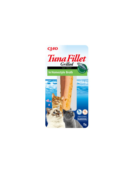 Натурално лакомство за котки Ciao Cat Treats Grilled Tuna Fillet in Homestyle Broth истинско филе от риба тон, залято с домаш