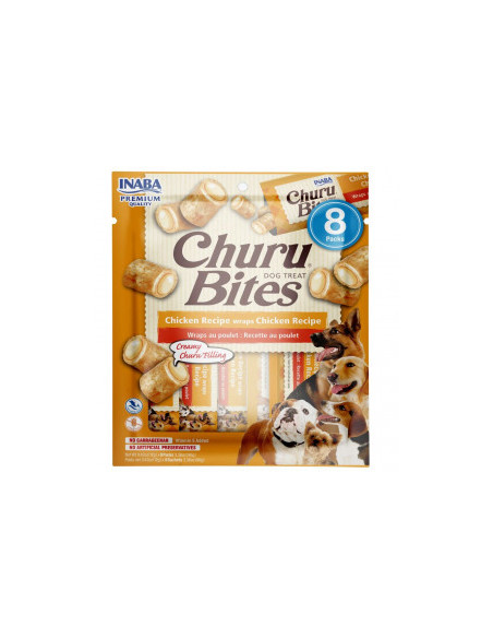 Лакомство за капризни кучета Churu Dog Treats Bites Chicken Recipe Pill Assist хапки с обвивка от пилешка паста и пълнеж мус 