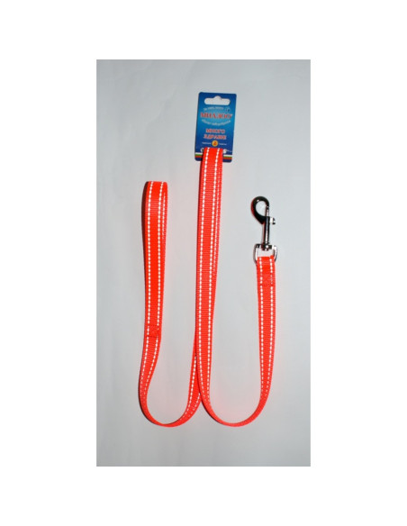 anipro Sport+ повод от оранжева лента със светлоотразителни нишки, 15мм/120см