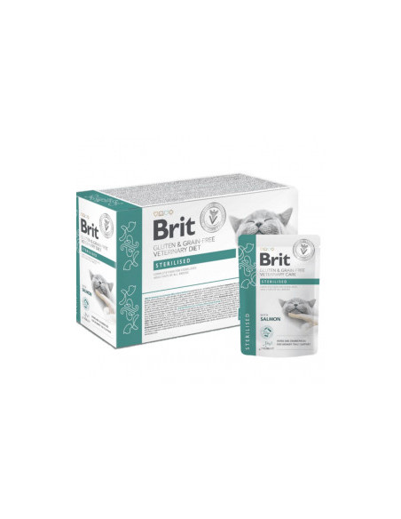 Мокра храна за котки Brit Grain - Gluten-Free VD Care Cat Pouch fillets in Gravy Sterilised подходящ за кастрирани котки за к