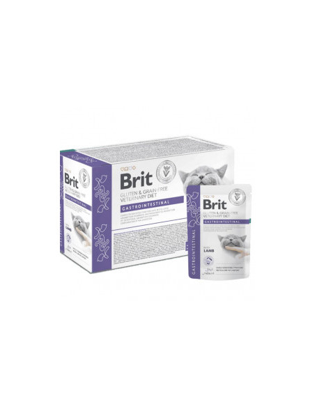 Мокра храна за котки Brit Grain - Gluten-Free VD Cat Pouch fillets in Gravy Gastrointestinal подходящ като помощ при лечение 