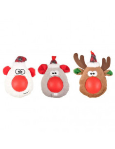 Коледна кучешка играчка Flamingo Christmas Toy Drew плюшено животинче с гумен нос, различни видове