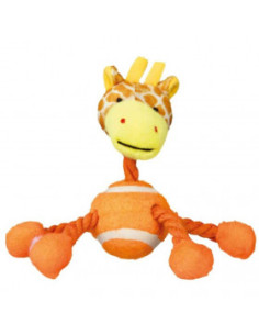 Кучешка играчка Trixie Animals with Tennis Ball and Rope тенис топка с въже и плюшено животинче