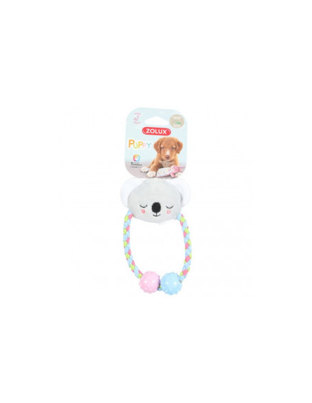 Екологична плюшена играчка за малки кученца ZOLUX Puppy Koala коала с въже и топки, сив цвят
