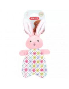 Екологична плюшена играчка за малки кученца ZOLUX Puppy Rabbit зайче със звук, розов цвят