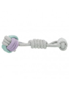 Въжена играчка Trixie Junior Knot ball on a rope плетена топка с въже за дърпане, подходяща за малки кученца