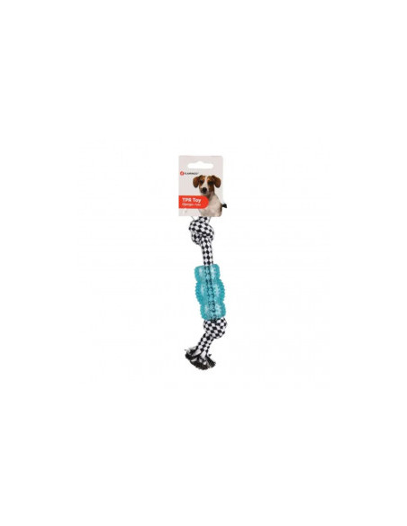 Гумена играчка за дъвчене Flamingo Toy Djengo с въже 24 см за куче