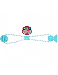 Дeнтална играчка PET NOVA с въже и вендуза, 7 см, с аромат на мента