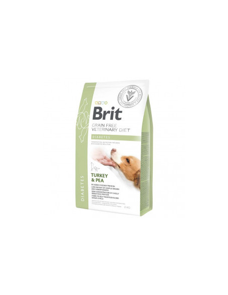 Пълноценна, суха храна Brit Veterinary Diets Dog Diabetes за кучета с диабет с Пуешко месо и грах, БЕЗ ЗЪРНЕНИ КУЛТУРИ