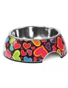 Метална купа Record Lovely steel dog bowl с дизайн на сърца