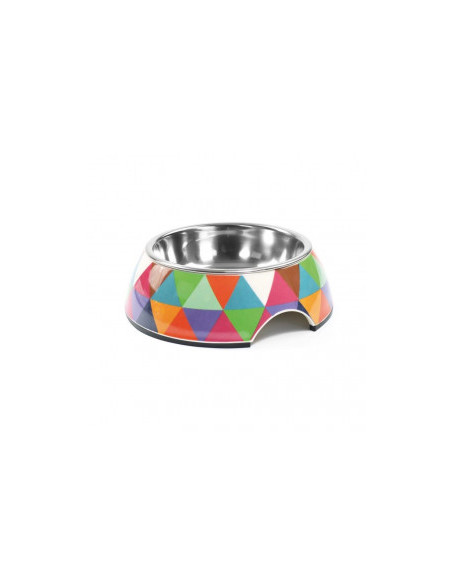 Метална купа Record Crystal steel dog bowl дизайн с многоцветни триъгълници