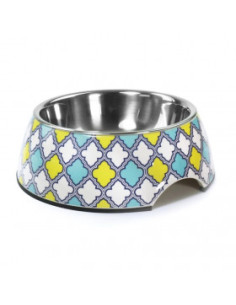 Метална купа Record Maiolica steel dog bowl с дизайн в нюанси на синьо и жълто