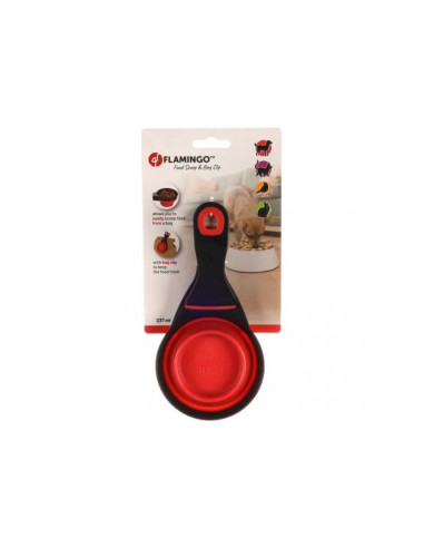 2 в 1 Мерителна чашка и щипка за храна FLAMINGO FOOD SCOOP WITH BAG CLIP