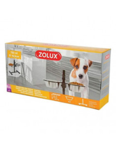 Две купи със стойка Zolux Stainless Steel Dog Bowls с регулираема височина, изработени от неръждаема стомана
