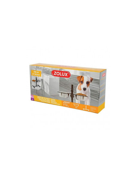 Две купи със стойка Zolux Stainless Steel Dog Bowls с регулираема височина, изработени от неръждаема стомана