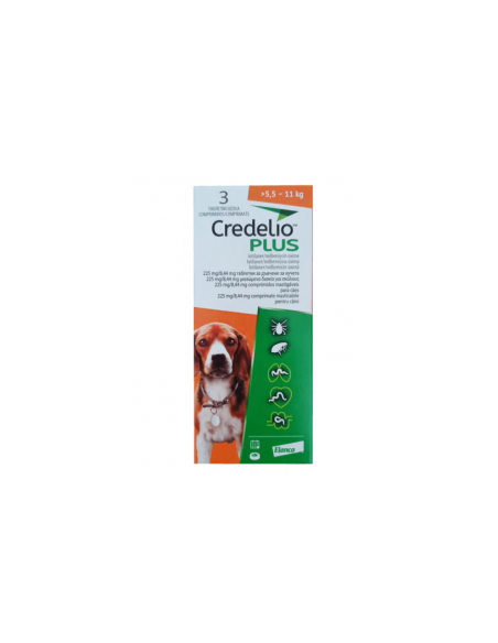 Credelio Plus - таблетка за външно и вътрешно обезпаразитяване, за кучета от 5.5 до 11 кг., с вкус на телешко