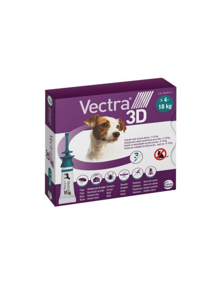 Ceva Vectra 3d - спот он форма против бълхи, кърлежи, мухи, комари, за кучета с тегло 4 - 10 кг.
