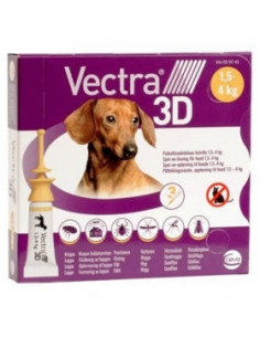 Ceva Vectra 3D - спот-он форма против бълхи, кърлежи, мухи, комари, за кучета с тегло 1.5 - 4 кг.