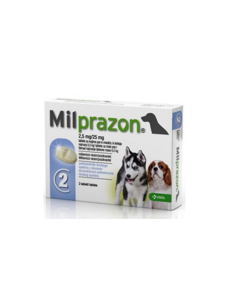 Milprazon - 2 таблетки х 2,5мг/25мг - за кучета с тегло най-малко 0.5 кг