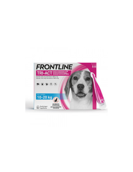 Frontline Tri-Act - пипети за външно обезпаразитяване на кучета от 10 до 20 кг.