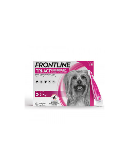Frontline Tri-Act - пипети за външно обезпаразитяване за кучета от 2 до 5 кг.
