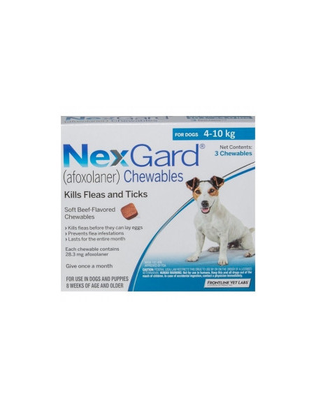 NexGard - овкусени таблетки за защита от бълхи и кърлежи, за кучета с тегло от 4 до 10 килограма