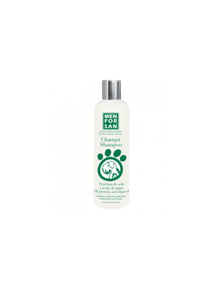 Шампоан за кучета MEN FOR SAN Silk с копринени протеини и арганово масло, за блясък и мекота на козината