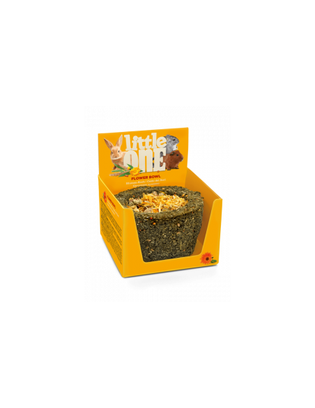 Лакомство за гризачи и зайци Little One Flower bowl купичка от ливадно сено с цветчета от невен 120 гр.