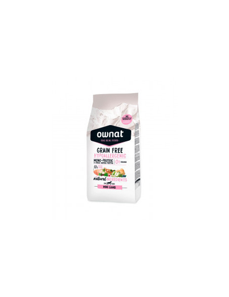Натурална суха храна OWNAT GRAIN FREE HYPO MINI LAMB MONOPROTEIN - хипоалергенна формула БЕЗ зърнени култури, с 50- прясно аг