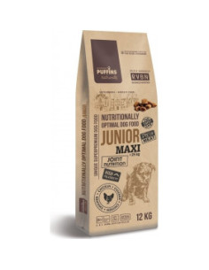 Супер премиум храна Puffins Maxi Junior - за подрастващи кученца от големите породи, със 76- прясно месо годно за човешка кон