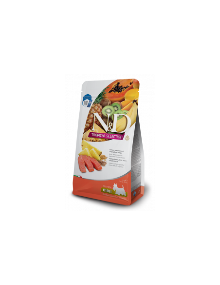 N-D DOG TROPICAL SELECTION SALMON ADULT MINI - Суха храна за кучета над 1 година от дребните породи, със сьомга, спелта, овес