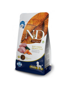 N-D BROWN DOG LAMB, SPIRULINA-CARROT ADULT MINI - пълноценна храна със спирулина за кафяви кучета над 1г. от дребните породи,