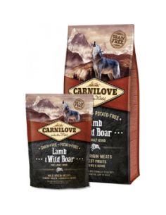 Пълноценна, суха храна за кучета Carnilove Lamb - Wild Boar Adult със 30- глиганско и 25- агнешко, БЕЗ ЗЪРНЕНИ КУЛТУРИ