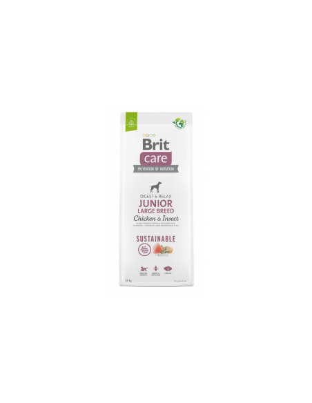 Brit Care Dog Sustainable Junior Large Breed Chicken-Insect- Супер премиум суха храна за подрастващи кученца от големите поро