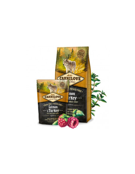Пълноценна, суха храна за кучета от големи породи Carnilove Salmon - Turkey for Large Breed Adult със 25- сьомга и 20- пуешко