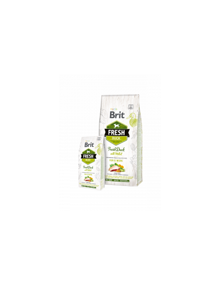 Холистична суха храна Brit Fresh Duck with Millet Adult Run - Work за активни кучета от всички породи, с прясно патешко месо,
