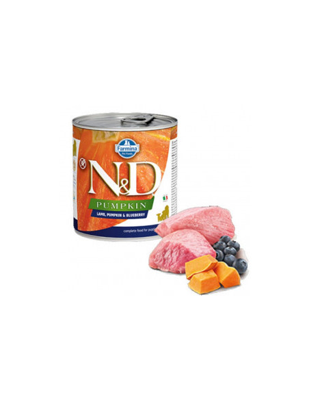Консерва за кучета N-D DOG Puppy LAMB PUMPKIN-BLUEBERRY - за малки кученца с агне,тиква и боровинки