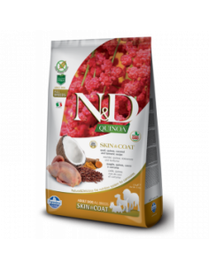 Суха храна за кучета N-D DOG QUINOA SKIN-COAT QUAIL - с пъдпъдък, киноа и кокос