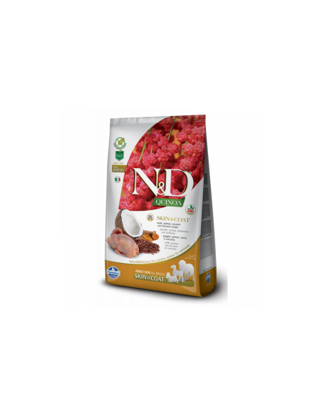 Суха храна за кучета N-D DOG QUINOA SKIN-COAT QUAIL - с пъдпъдък, киноа и кокос