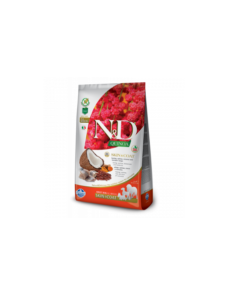 Суха храна за кучета N-D DOG QUINOA SKIN-COAT - с херинга, киноа и кокос,