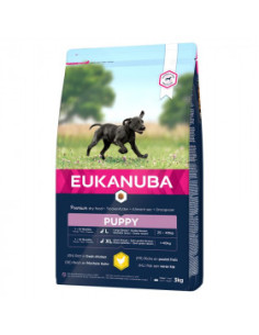 Пълноценна суха храна Eukanuba Puppy Large Breed [НОВА, ПОДОБРЕНА ФОРМУЛА]- пълноценна суха храна богата на прясно пилешко и 