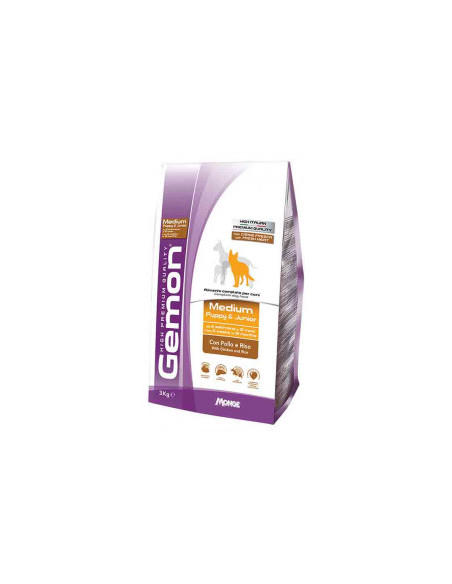 Monge Gemon Medium Puppy - Junior храна за подрастващи кучета от средните породи с вкус на пилешко и ориз,