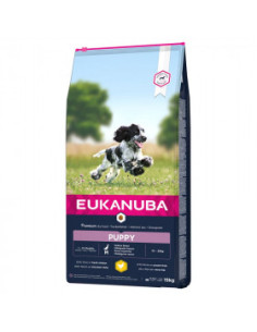 Eukanuba Puppy - Junior Medium Breed [НОВА, ПОДОБРЕНА ФОРМУЛА]- пълноценна суха храна богата на прясно пилешко и пуешко месо,